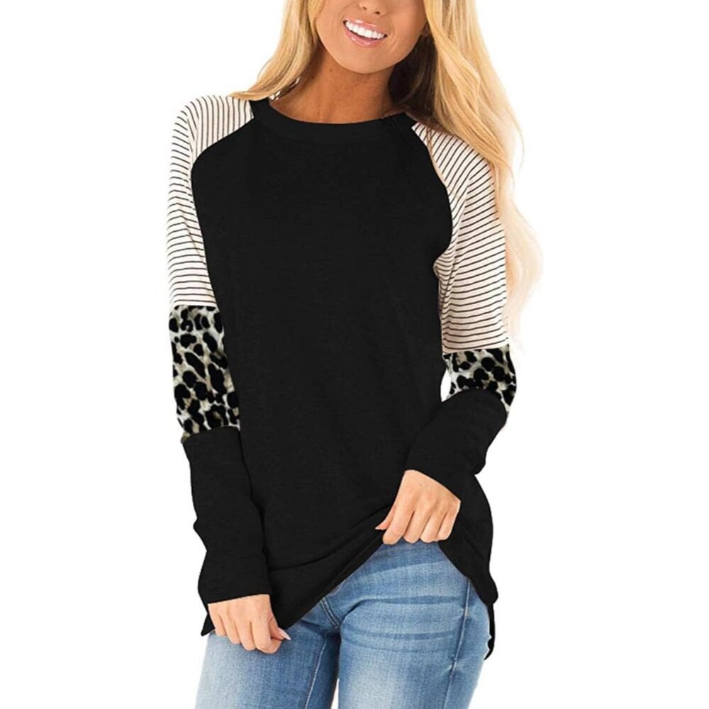 Women's Leopard Print Color Block Tunic Long Slee… - image 1